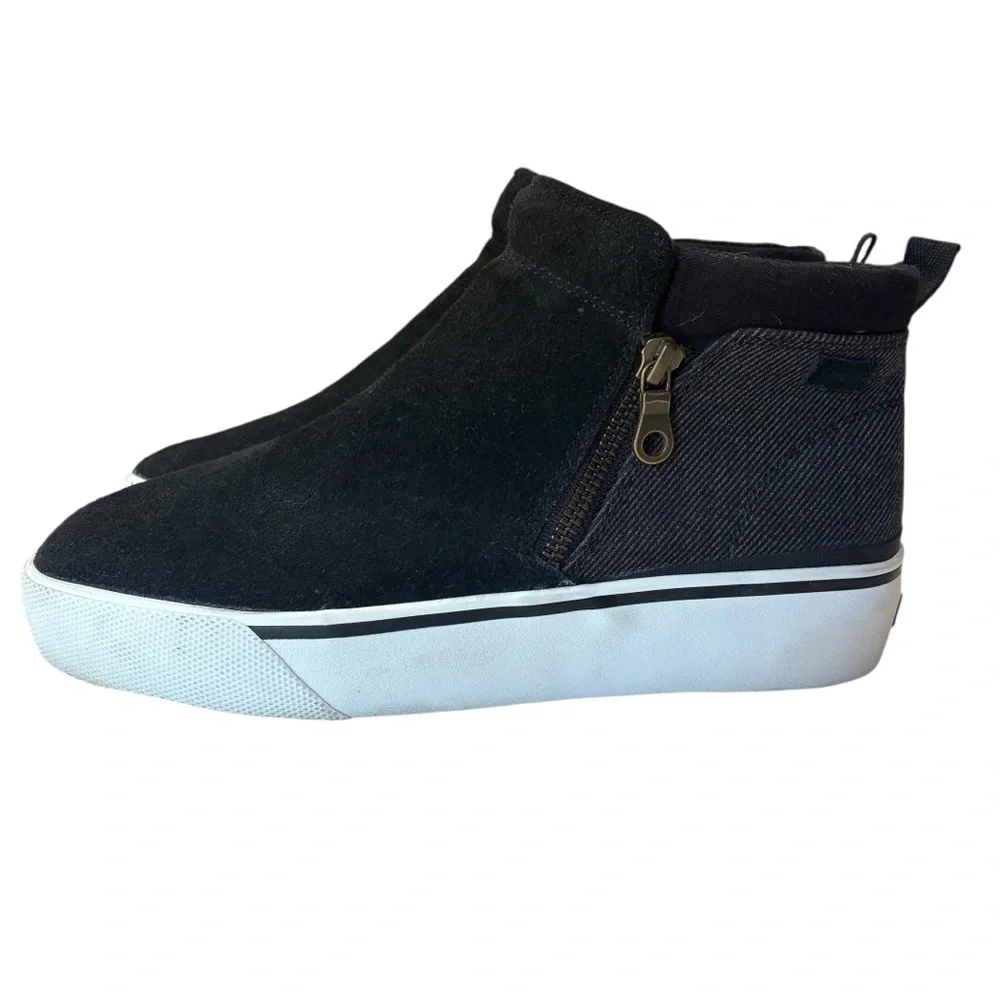 Keds Womens Cooper Black Suede/Canvas Zip Booties, Size 8.5, Excellent Condition